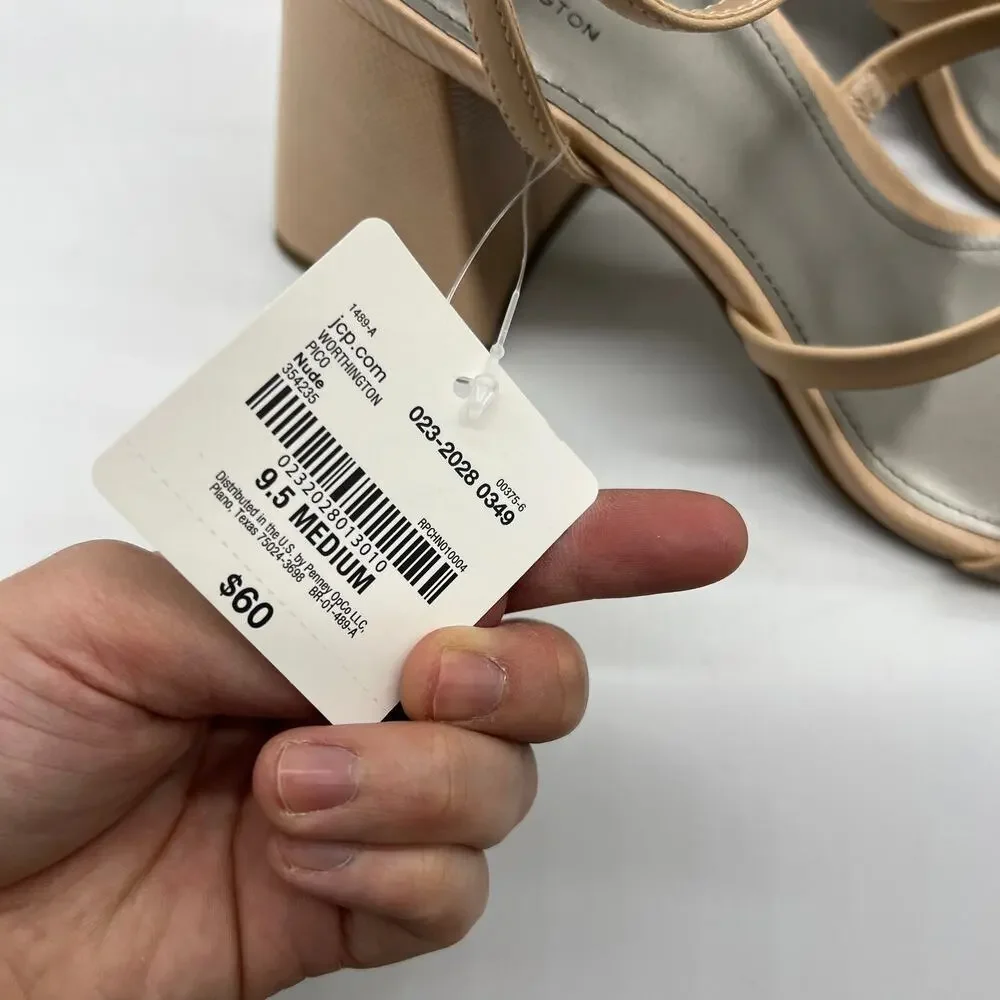 Worthington Womens Pico Heeled Sandals Nude Color Size 9.5M
